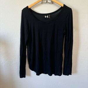 H by Bordeaux black scoop neck long sleeve top